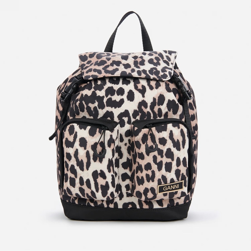 Ganni Leopard Print Mini Backpack